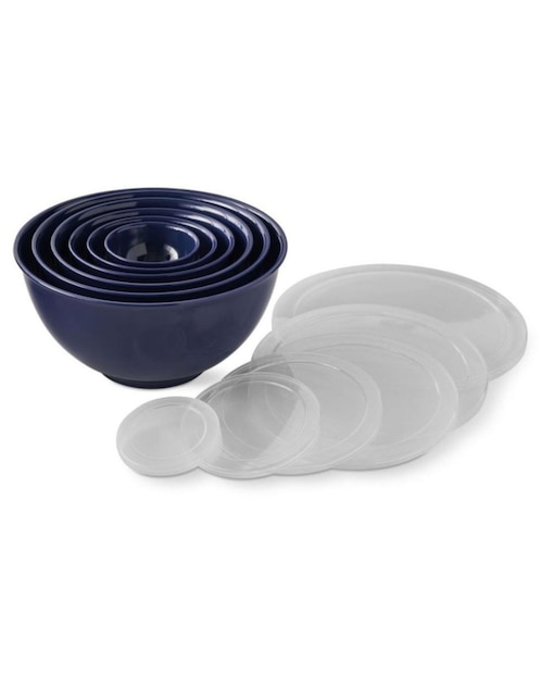 Set Bowls Melamina con Tapa Azul Marino
