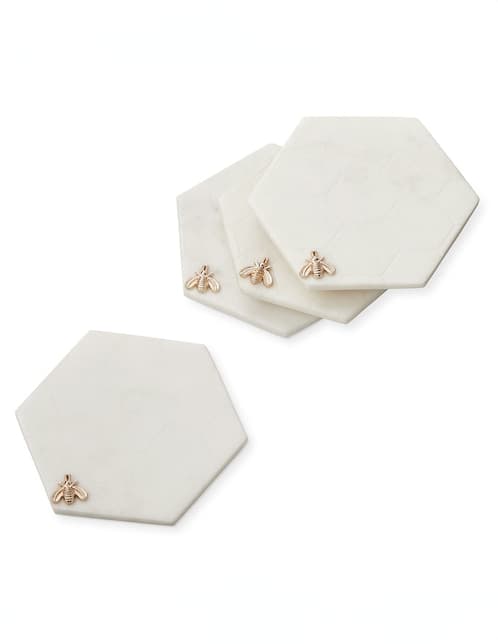 Set de portavasos Williams-Sonoma Honeycomb de marmól 4 piezas