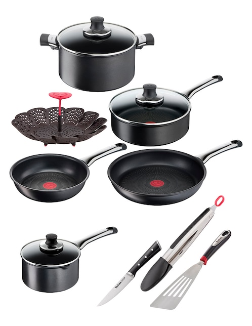 Batería de cocina T-Fal Hard Titanium Pro de aluminio antiadherente titanio 12 piezas
