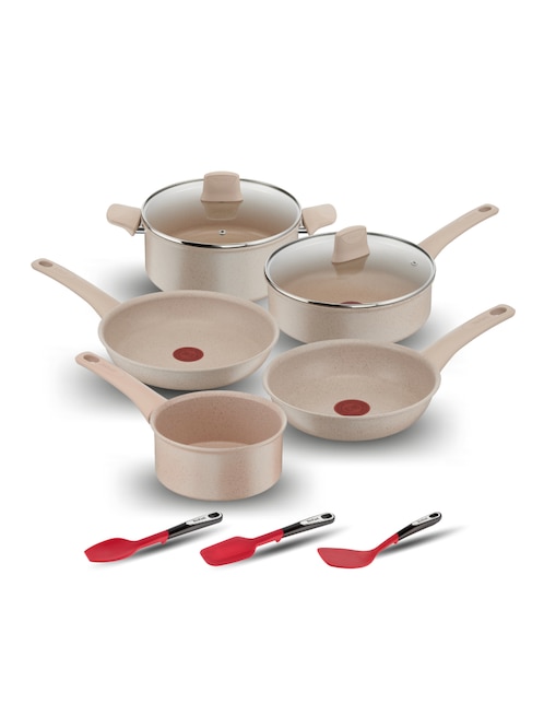 Batería de cocina T-Fal g2930bat de aluminio antiadherente minerales naturales 10 piezas