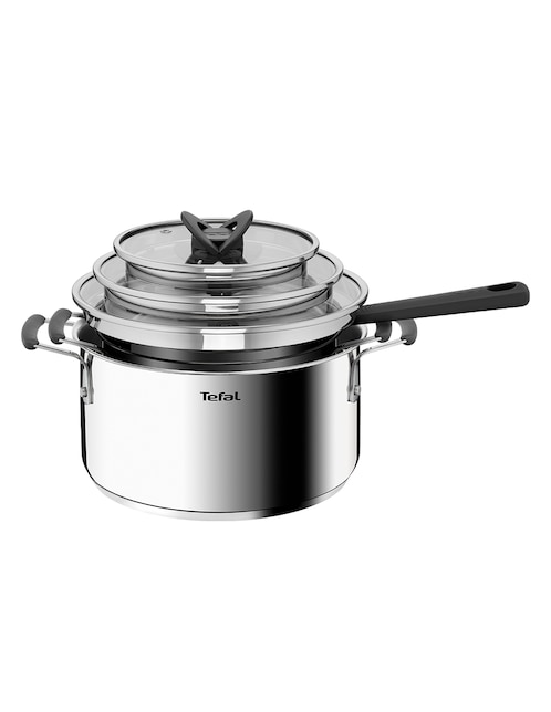Batería de cocina T-Fal G7376S44 de acero inoxidable 6 piezas