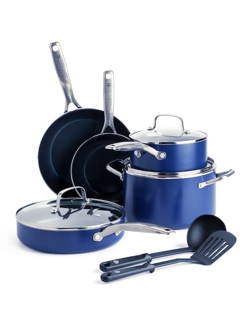 Batería de cocina Blue Diamond de aluminio anodizado antiadherente cerámica 10 piezas