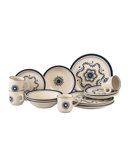 Vajilla Santa Anita Talavera Atlixco de porcelana 16 piezas