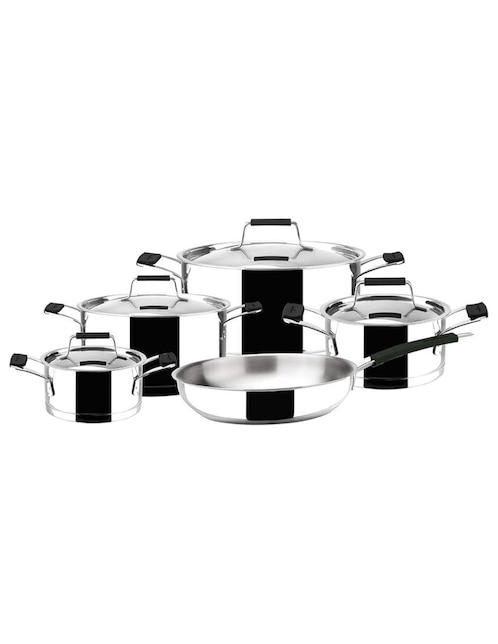 Bateria de cocina Magefesa Premier Black de acero inoxidable 9 piezas