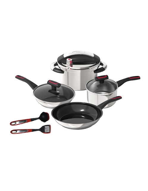 Batería de cocina Bogner BCPS09 de acero inoxidable antiadherente titanio 9 piezas