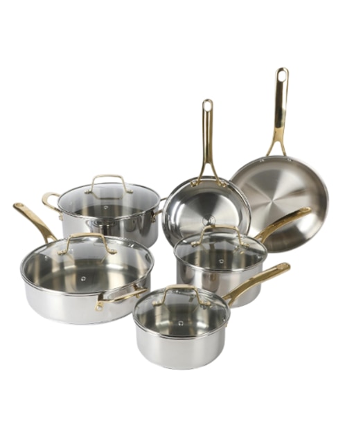 Batería de cocina Martha Stewart 162089 de acero inoxidable 10 piezas