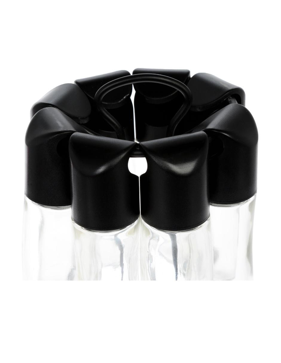 Set de especieros 9 piezas Metaltex vidrio negro