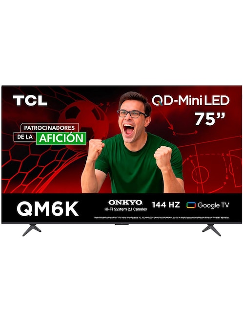 Pantalla Smart TV Tcl QD- mini LED de 75 pulgadas 4K/UHD 75QM6K con Google TV