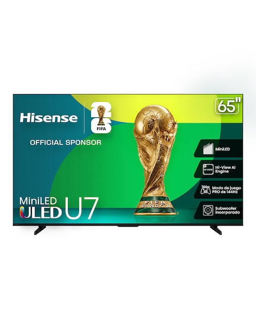Pantalla Smart TV Hisense Mini LED de 65 pulgadas 4K/UHD 65U7QG con Google TV con AI Smooth Motion