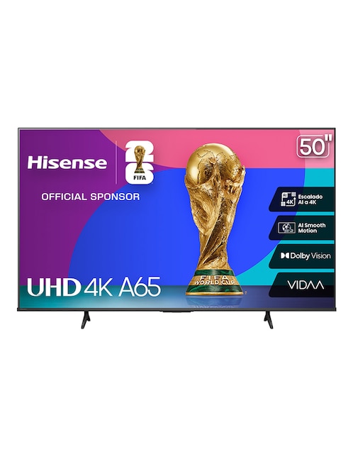 Pantalla smart TV Hisense UHD de 50 pulgadas 4K/UHD 50A65NV con AI Sports Mode